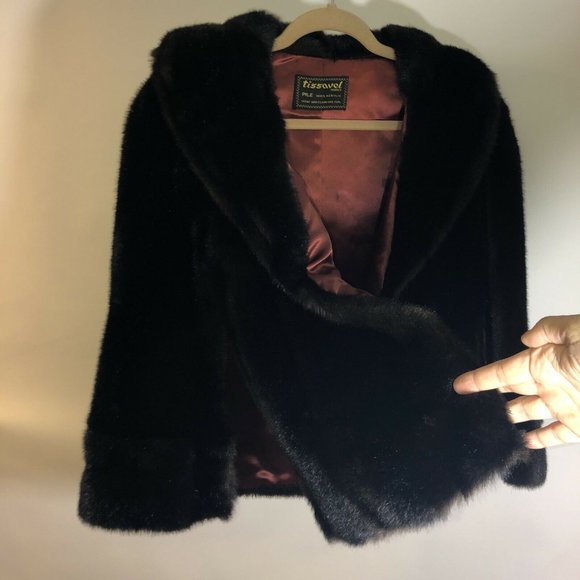 VTG Tissavel France 80s Stole Capelet Faux Fur - Picture 6 of 10